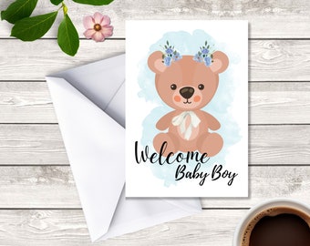 Welcome Baby Boy, Welcome Baby Boy Card, Digital Download, Printable Card, Baby Boy, Celebration of a Baby Boy, Celebrating a new baby