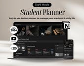 Notion Template Student Planner Dark mode, Notion Planner aesthetic, Ultimate Notion Life Planner All in One Notion Academic Digital Planner