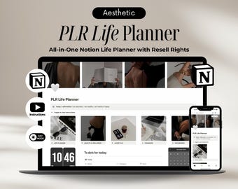 PLR Notion life planner template Notion template with Private Label Rights (PLR), All in One Digital Planner for 2025, Notion planner PLR