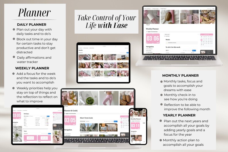 2026 Pink Pilates That Girl Notion Life Planner Template - Etsy