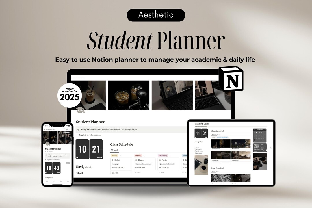 Notion Template Student Planner All in One Life Planner, Notion ...