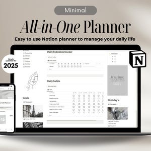 Minimal Notion Life Planner Template, aesthetic All in One Notion template, Ultimate Notion Planner, Notion Digital Planner Notion Dashboard