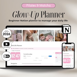 The Ultimate Notion Planner, Notion Template, Notion Planner, Notion Life Planner, Aesthetic Notion Planner, Pink Notion Template