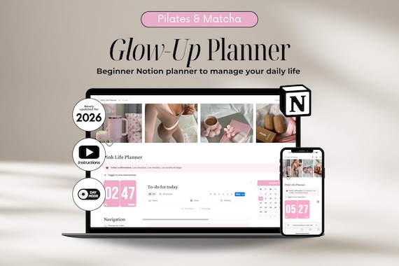The Ultimate Notion Planner, Notion Template, Notion Planner, Notion Life Planner, Aesthetic Notion Planner, Pink Notion Template