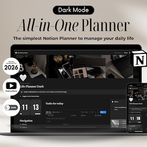 Ultimate Life Planner Notion Dark Mode Notion Life Planner, Notion Planner, All in One Digital Planner, Notion aesthetic Notion Templates
