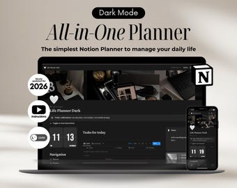 Ultimate Life Planner Notion Dark Mode Notion Life Planner, Notion Planner, All in One Digital Planner, Notion aesthetic Notion Templates