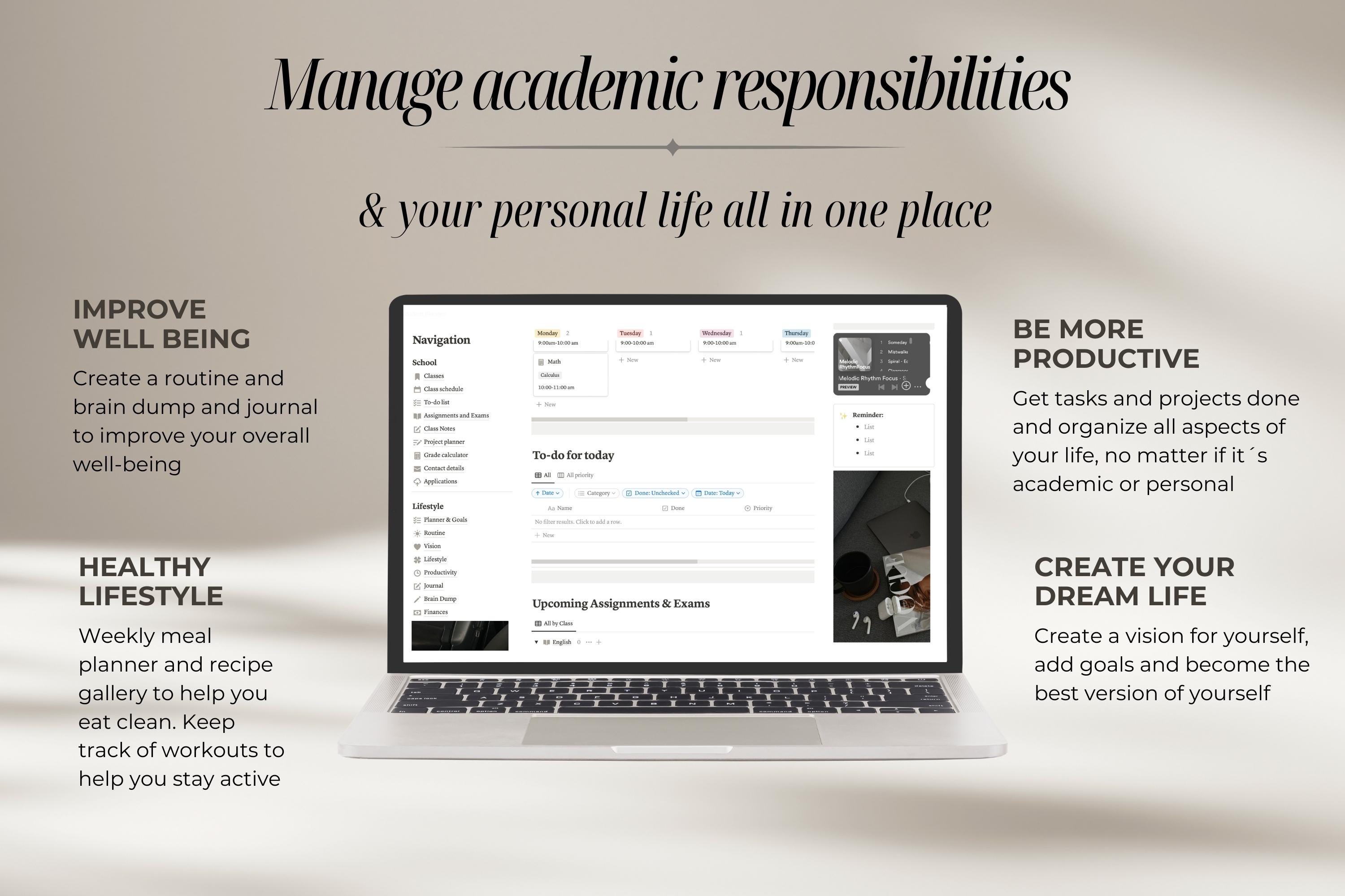 Notion Template Student Planner All in One Life Planner, Notion ...