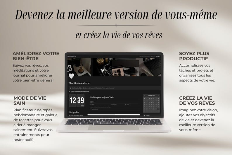 Notion planner on laptop
