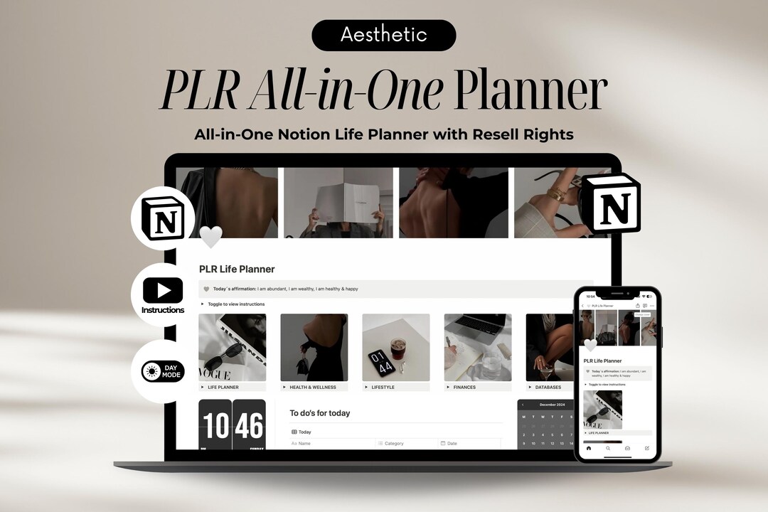 PLR Notion Template Life Planner Notion Template With Private Label ...