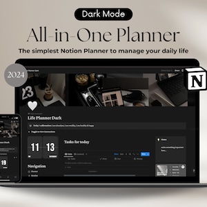 Ultimate Life Planner Notion Dark Mode Notion Life Planner, Notion Planner, All in One Digital Planner, Notion aesthetic Notion Templates