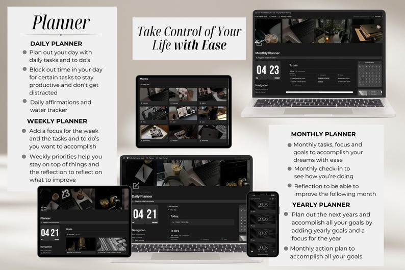 PLR Notion Template Dark Mode Notion Life Planner With Private Label ...