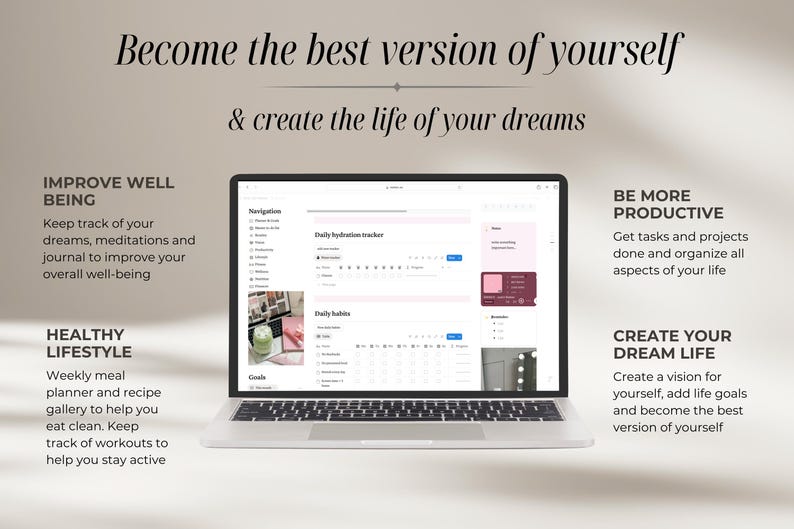 2026 Pink That Girl Notion Life Planner Template - Etsy