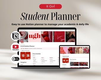 Modello di pianificazione per studenti di Notion Planner di Notion Planner estetico, Notion Life Planner definitivo All in One Notion Academic Digital Planner Notion Uni