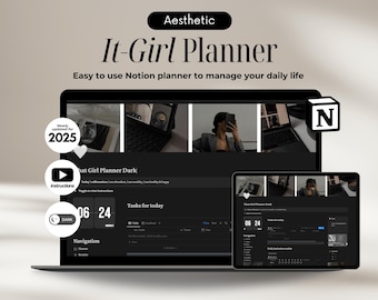 2025 Notion Template Life Planner Dark Mode Notion Life Planner, Notion Planner, All in One Digital Planner, aesthetic Notion Templates 2025
