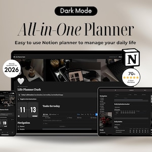 Ultimate Life Planner Notion Dark Mode Notion Life Planner, Notion Planner, All in One Digital Planner, Notion aesthetic Notion Templates