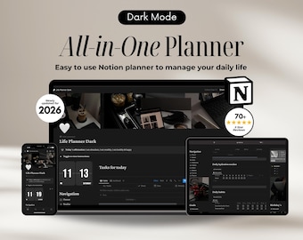 Ultimate Life Planner Notion Dark Mode Notion Life Planner, Notion Planner, All in One Digital Planner, Notion aesthetic Notion Templates