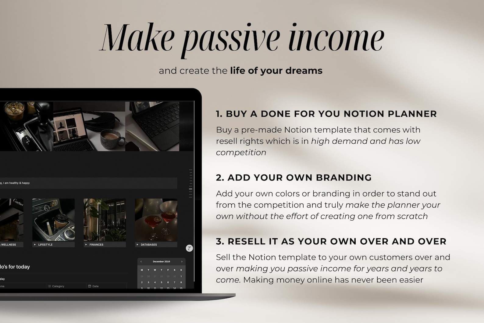 PLR Notion Template Dark Mode Notion Life Planner With Private Label ...