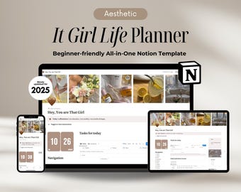 Ultimate Life Planner Notion That Girl Notion Life Planner, Notion Planner All in One Digital Planner, Notion aesthetic Notion Templates