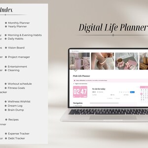 Pink That Girl Notion Template Life Planner, All in One Notion Planner Digital Planner, Aesthetic Pink Pilates and Matcha Notion Template