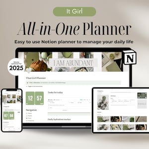 That Girl Notion Life Planner Template All in One Digital Planner, Notion Dashboard, aesthetic Notion Templates, Notion Planner