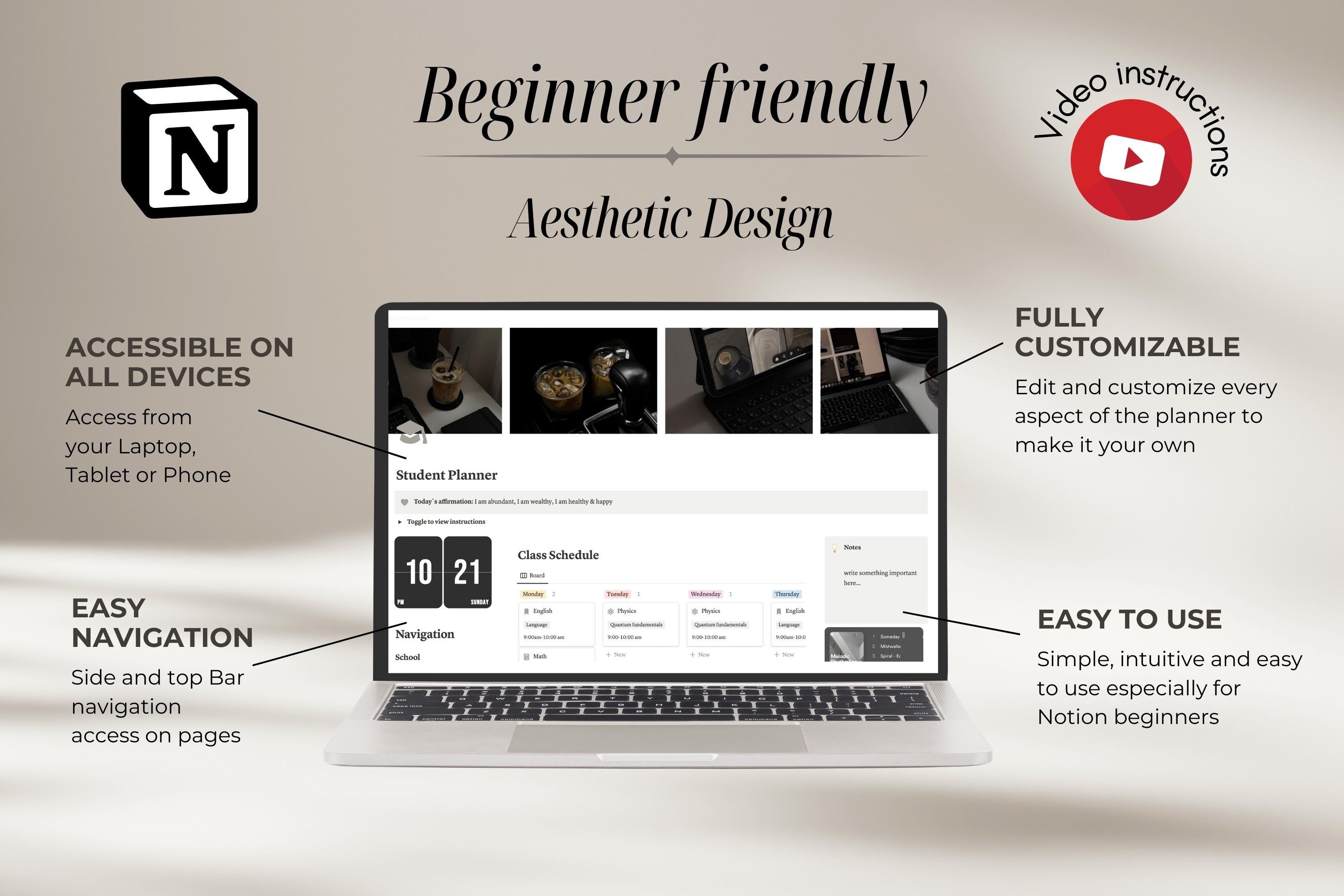 Notion Template Student Planner All in One Life Planner, Notion ...