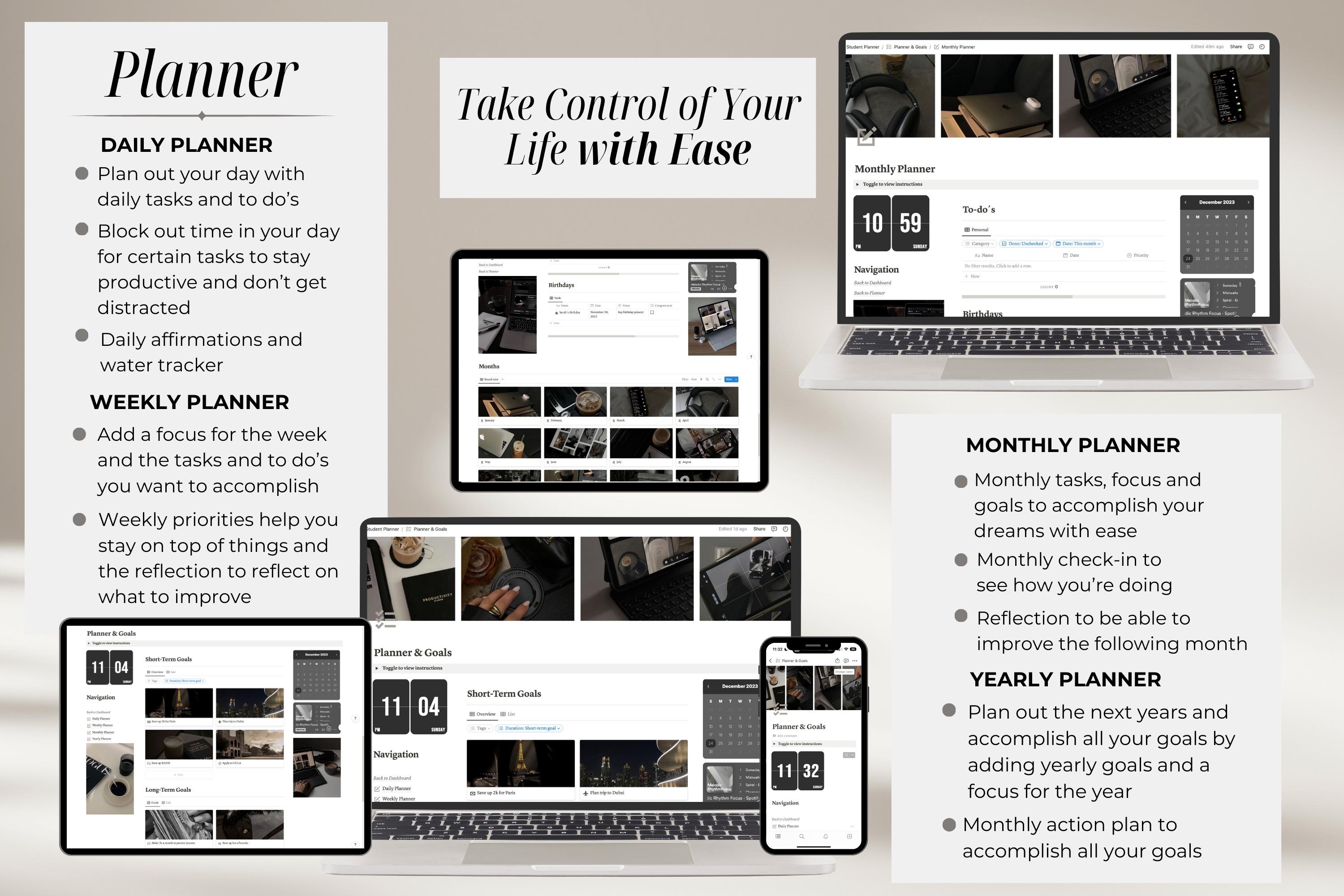 Notion Template Student Planner All in One Life Planner, Notion ...