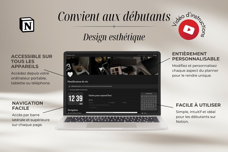Notion planner on laptop