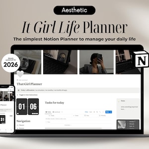 Ultimate That Girl Notion Template Life Planner, Notion Planner All in One Digital Planner, Aesthetic Notion Templates 2026 Notion Planner