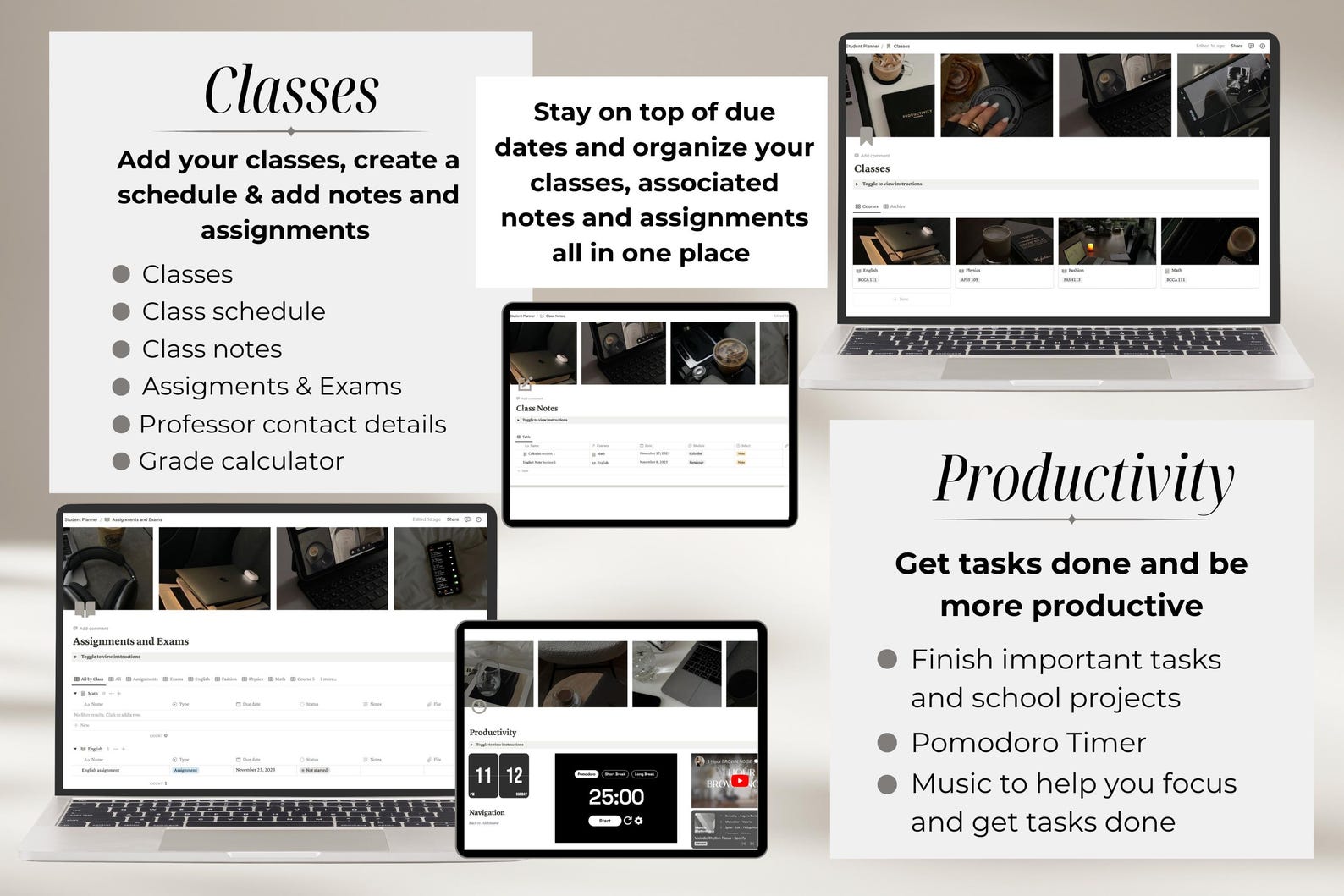 Notion Template Student Planner All in One Life Planner, Notion ...