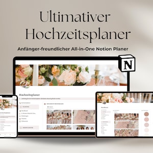 Ultimativer Hochzeitsplaner All in One Notion Template, Notion Wedding Planner, Digitaler Hochzeitsplaner Notion, Notion Template Deutsch