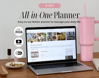 Ultimate That Girl Notion Life Planner, Digital Notion Planner All in One, Aesthetic Notion Templates