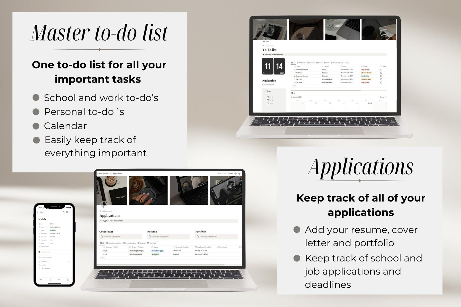 Notion Template Student Planner All in One Life Planner, Notion ...