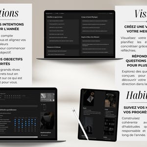 Notion planner on laptop and tablets