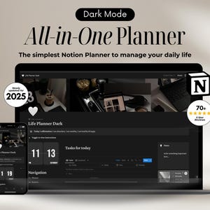 Ultimate Life Planner Notion Dark Mode Notion Life Planner, Notion Planner, All in One Digital Planner, Notion aesthetic Notion Templates