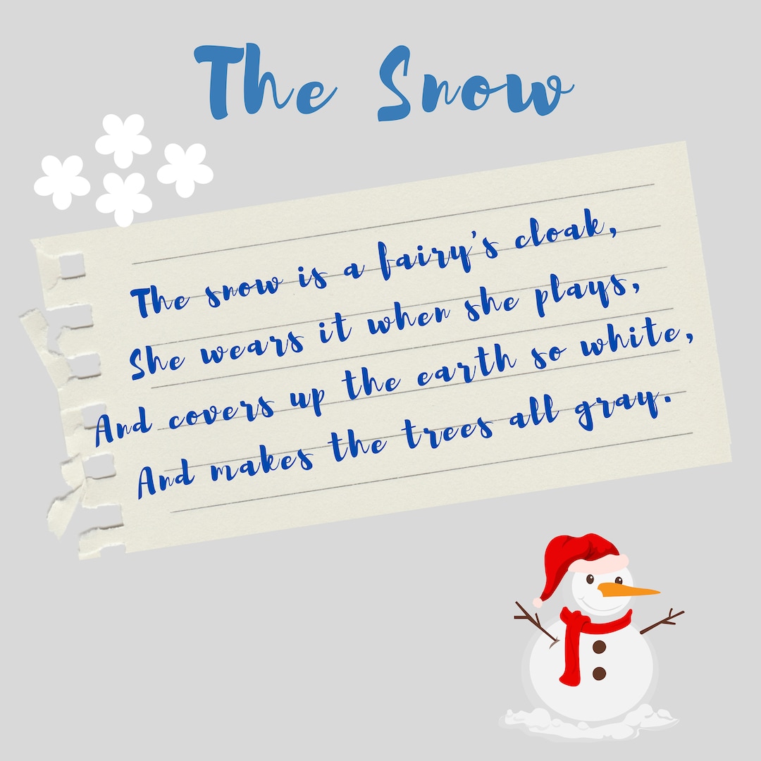 Snow Poem Children Wall Poster, Children's Wall Art With Poetic Magic ...