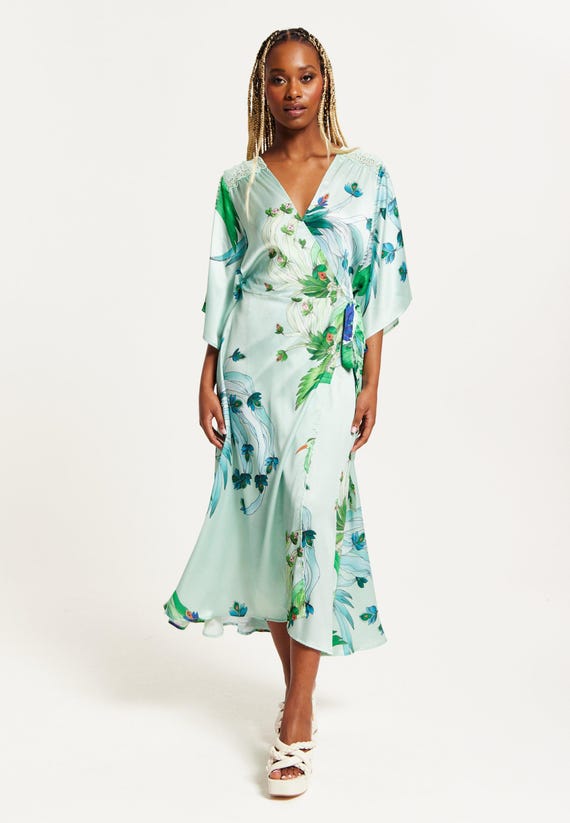 mint green flowy dress Mint Green Chiffon Balloon Sleeve Flowy Dress X-Large-40 main image 0