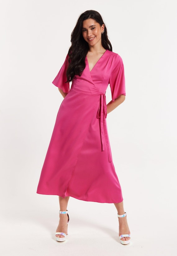 satin kimono wrap dress Emerald Garden Satin Wrap Kimono Dress