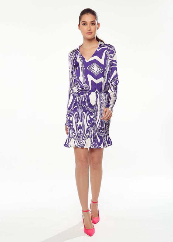 marble print dress long sleeve long sleeve cut out mini dress in stone Brown Marble Print Cut Out Long Sleeve Mini
