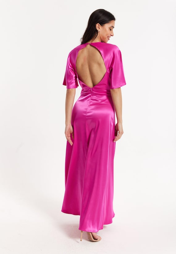 knee length dresses for ladies Tia Dorraine Draped Satin Maxi Dress main image 1