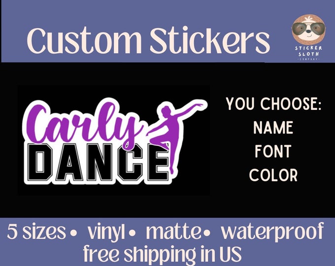 Personalized Dance Sticker - Waterproof Vinyl Die-cut Matte Decal for ...
