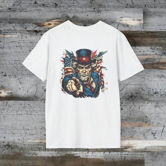 Vintage Americana T-shirt: Uncle Sam Print Back, 