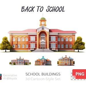 School Buildings · 3D Cartoon-Style Set