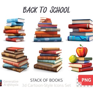 Stack of Books · 3D Cartoon-Style
