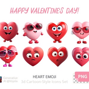 Valentine&#39;s Day Heart Emojis Set