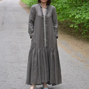 Long casual linen dress, Handmade natural linen garment, Dress for women, Outfit for party, Linen clothes, Vacation wear, Gift for women