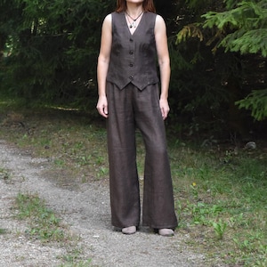 Costume pour femme, Gilet et pantalon en lin, Ensemble de costume pour femme, Vêtements pour femme en lin, Vêtements de vacances, Cadeau pour femme, Costume en lin, Costume de mariage