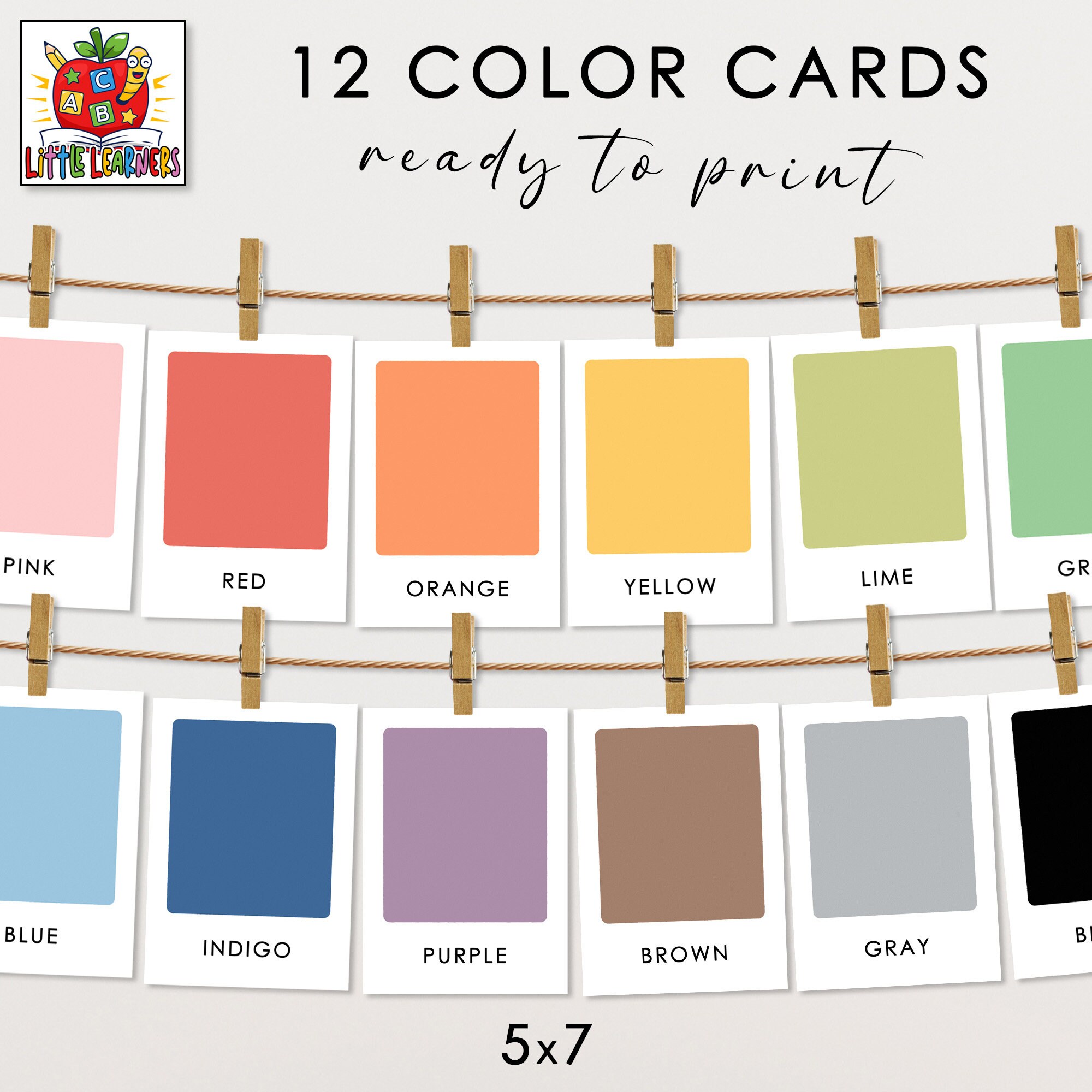 12 Color Cards Educational Printable Preschool Flashcards Montessori ...