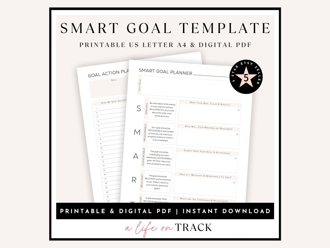 SMART Goal Template, SMART Goal Printable, Goal Setting Worksheet, Goal