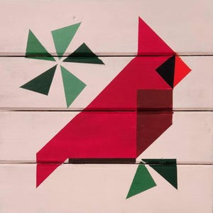 Hand-Painted Cardinal Barn Quilt – 10&quot;x10&quot; Wall Plaque