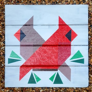 Hand-Painted Cardinal Barn Quilt – 10&quot;x10&quot; Wall Plaque